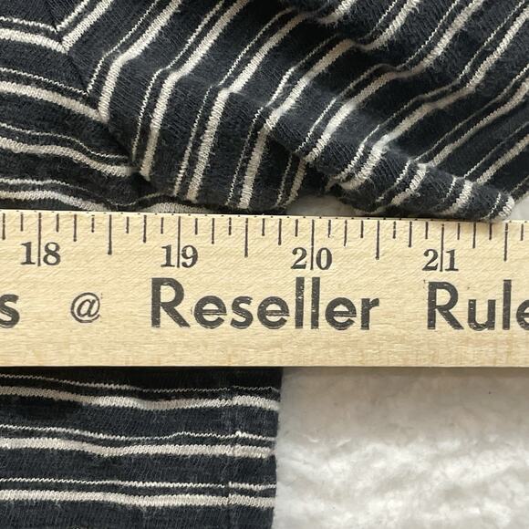 AllSaints Shirt Mens Large Black Striped Short Sleeve Crew Logo Point Modal Tee - Picture 7 of 9